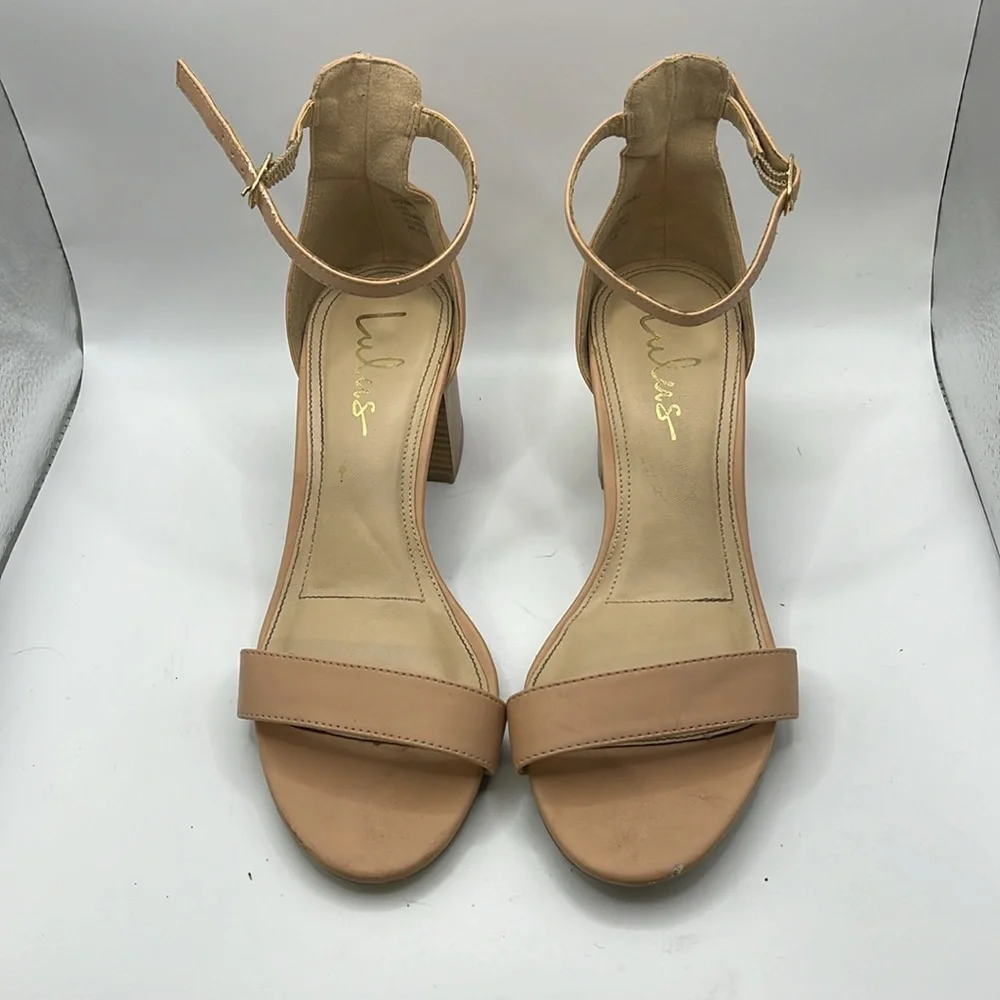 Lulus Harper Stacked Heels Sandals Brown Tan Womens Size 9